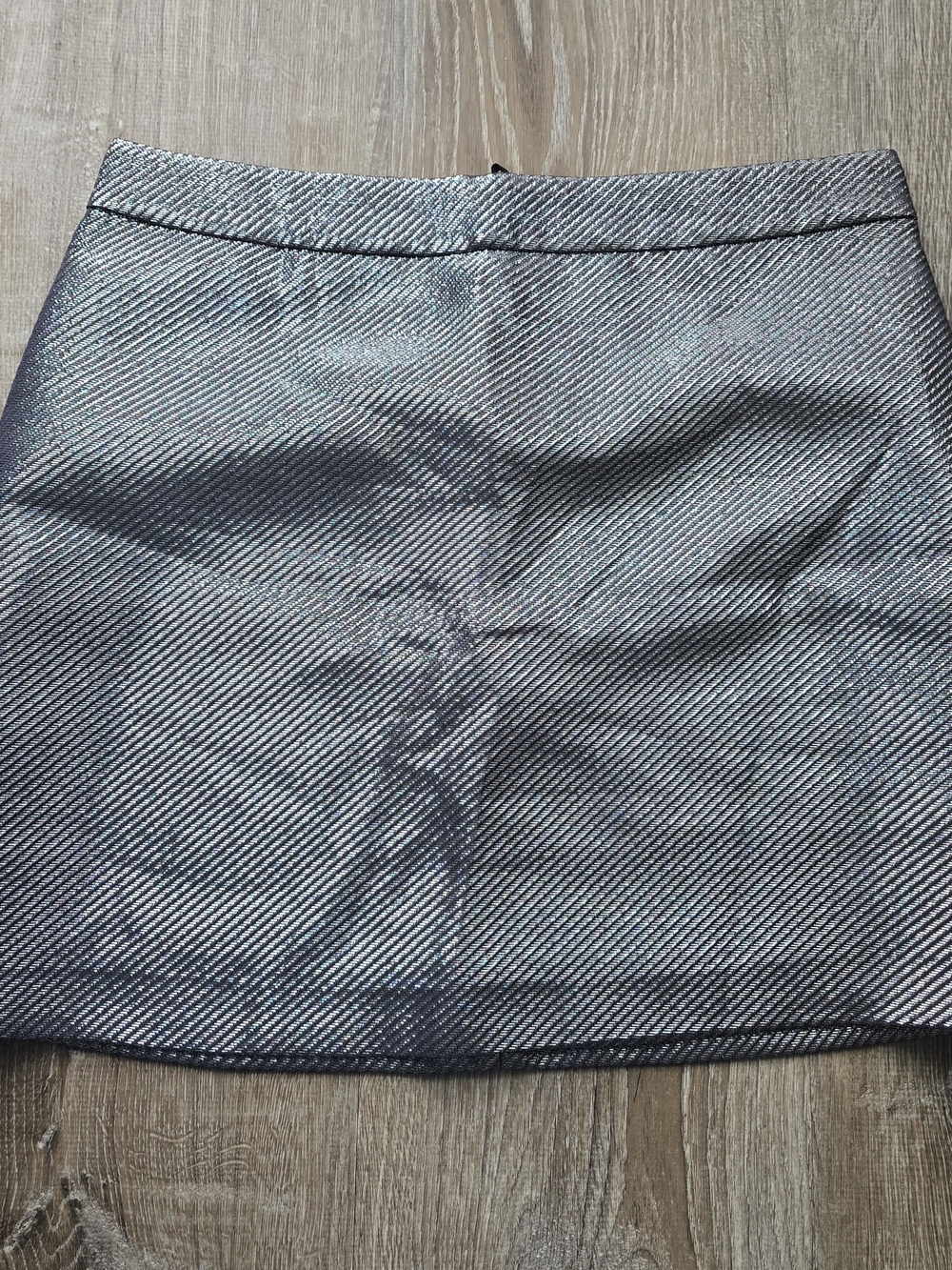 H&M Metallic Silver Diagonal-Textured Mini Skirt